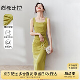 尚都比拉法式高级感连衣裙女秋季赫本风长款气质A字裙抽褶收腰显瘦背带裙