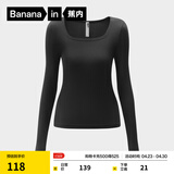 蕉内（Bananain）【明星同款】热皮501+女士保暖内衣轻暖内衣内搭可外穿打底衣秋冬 【方领】黑色 L