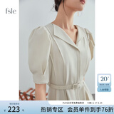 范思蓝恩夏季正式场合法式职业连衣裙女夏新款气质收腰面试裙子通勤连衣裙 米色 M