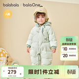 巴拉巴拉童装婴儿羽绒服连体衣宝宝冬装加厚保暖哈衣爬服萌趣造型 绿色恐龙-白鸭绒 90 cm-充绒量90g起