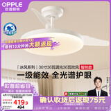欧普照明（OPPLE）风扇灯护眼全光谱智控LEDRa95餐厅护眼卧室灯36寸 冰风白