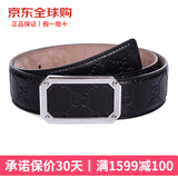 古驰（GUCCI）腰带 男士经典款方扣板扣皮带 GG压纹牛皮腰带商务休闲 黑色【配原装盒】403941 90cm(适合2尺6-2尺7腰围)