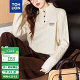 唐狮（TonLion）2025秋季女精致绞花半开襟半高领套头毛衣简约百搭韩版时尚