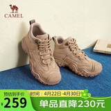 骆驼（CAMEL）工装靴女休闲拼接厚底高帮鞋登山鞋马丁靴 L24W283645 卡其 38 