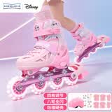 迪士尼轮滑鞋儿童直排滑轮鞋男女童旱冰鞋闪光初学套装溜冰鞋礼物
