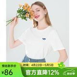 LAGOGO白色休闲纯棉百搭T恤女拉谷谷夏季新款正肩圆领短袖上衣 本白色(V1) M