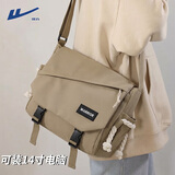 回力斜挎包男士潮牌工装风国潮休闲男包大容量学生单肩包邮差包小背包 卡其色【面料新升级/可放14英寸电脑】