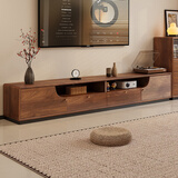 舒歌电视柜实木落地茶几组合小户型客厅抽屉电视机组合柜电视柜全实木 胡桃色140*30*31CM