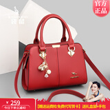 袋鼠卡拉2026新款女士手提包女包斜挎包轻奢中年女士包送母亲节妈妈婆婆 红色【礼盒装+手包】