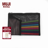 MUJI 锦纶网眼包/附口袋 收纳袋 笔袋 收纳袋文具 B6/黑色