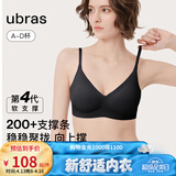 ubras【虞书欣同款】夹心软支撑小胸聚拢光面无痕内衣女无钢圈文胸罩 黑色 L 80A/80B
