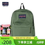 JANSPORT杰斯伯书包轻便双肩包男女旅行包简约背包电脑包学生校园 4QUTKM1军绿色-带侧边袋