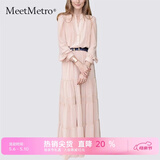 MeetMetro玛依尔法式仙女连衣裙女2026春新款高端气质纯欲风裙子礼服长裙 藕粉 XL