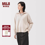 MUJI女式 米兰诺罗纹编织半拉链毛衣女款针织衫25年冬季 女装 上衣 米白色 L (165/88A)