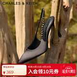 CHARLES&KEITH质感链条尖头高跟凉鞋子女鞋生日礼物CK1-60280377 Black黑色 35 (225)