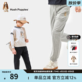 暇步士（Hush Puppies）童装男童秋季新款薄款经典格纹Q萌标志舒适有型休闲针织长裤 花灰 155 cm(偏大半码)