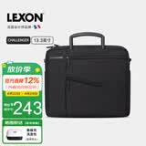 乐上（LEXON）商务单肩包男13.3英寸苹果笔记本电脑包斜挎包时尚公文包黑色