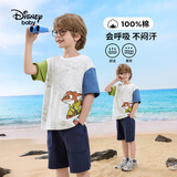 迪士尼（Disney）男女童短袖t恤2026夏新品亲子装儿童短袖T百搭短袖t恤蓝绿 130