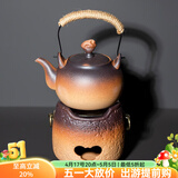 容山堂粗陶茶壶煮茶器茶具套装泡茶壶烧水壶电陶炉围炉煮茶碳炉酒精炉 两用粗陶炉-矮款祥云钮提梁 780ml