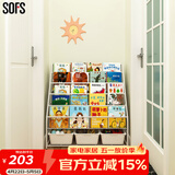 SOFS儿童书架绘本架简易落地宝宝小书柜铁艺幼儿置物架书本玩具收纳架 【推荐】XL码(5+1)层 3盒