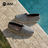 快乐玛丽（J&M）休闲鞋女帆布鞋平底布鞋女鞋一脚蹬低帮懒人鞋百搭透气 黑色 36 