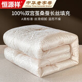 恒源祥家纺A类提花100%桑蚕丝被子200x230cm5.4斤手工中长丝四季被芯