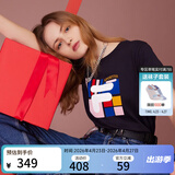 斐乐斐乐官方女装短袖T恤女夏季舒适经典针织短袖小熊t上衣潮流时尚 传奇蓝-F11W118151F M （165/84A/M）