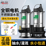 名磊不锈钢潜水泵220v农用污水泵小型排污泵家用抽水泵井水潜水泵 1.5寸370W5米线污水泵