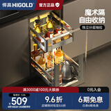 悍高（HIGOLD）拉篮304不锈钢厨房橱柜双层调味篮带阻尼导轨 300柜2层-L系列调味篮【京仓发】