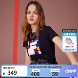 斐乐（FILA） 女装官方女士短袖T恤夏季休闲运动内搭t恤百搭短T上衣 传奇蓝-F11W118151F L （170/88A/L）