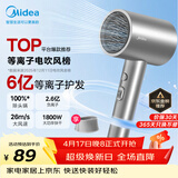 美的（Midea）6亿等离子护发电吹风 家用负离子护发吹风筒 1800W大功率快干吹风机 FJ308银 国家补贴 生日礼物