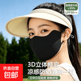 【不怕晒黑】防晒面罩户外作业女夏季超薄透气护颈挂耳遮脸全脸防紫外线户外骑行口罩防晒口罩 黑色-1个装