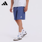 阿迪达斯（adidas）短裤夏季男户外休闲百搭短裤显瘦松紧腰梭织运动五分裤 蓝/白 3XL