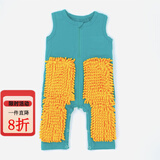 G.duck小黄鸭婴儿爬行服宝宝拖地爬爬服儿童连体衣服春秋冬装懒人擦地薄 湖蓝无袖9分裤+护肘 90cm 18斤-22斤