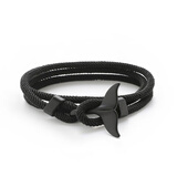 QMXD手链男潮欧美鲸鱼尾手工编织手绳活扣可调节情侣手链闺蜜手链礼物 黑色