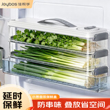 佳帮手小葱香菜保鲜盒食品级冰箱计时收纳盒 密封防串味长条储物盒3层