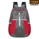 GUIG日本进口品质轻便可折叠双肩包男女皮肤登山包户外徒步运行包便携 灰红色小号