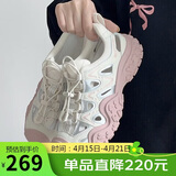 骆驼（CAMEL）丑萌登山鞋女时尚撞色户外休闲鞋 L24M076602 米/银/粉 35