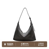 裘真【明星推荐】经典hobo包植鞣牛皮腋下通勤休闲饺子女包 黑色-大号（羊皮） 小包/大包