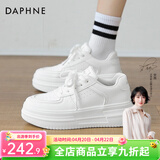 达芙妮官方小白鞋女2026年春秋爆款女鞋透气百搭运动休闲女鞋厚底板鞋女 白色【四季款 跟高5.5cm】 36