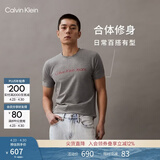 Calvin KleinJeans夏季男女情侣中性休闲年轻多色ck印花修身打底短袖T恤上衣 P2D-鸽子灰 M （推荐130-145斤）