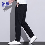罗蒙（ROMON）休闲裤男春季韩版裤子男士直筒宽松商务百搭男裤 黑色 31