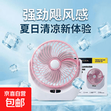 电风扇家用桌面风扇新款折叠伸缩台扇USB小风扇便携学生宿舍制冷轻音风扇 【桌面灯光风扇】-粉色