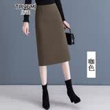 唐谜西装半身裙女夏季薄款2026新款高腰通勤包臀裙中长款后开叉一步裙 西装料-咖色-长款70CM起 S (26) 【80-95斤】