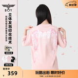 BOY LONDON【繁花】潮牌情侣款短袖樱花翅膀花卉印花T恤N01712 粉色 M