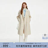 范思蓝恩钻石立裁系列小个子双面呢大衣女秋冬复古羊驼毛外套14216 米白色 S