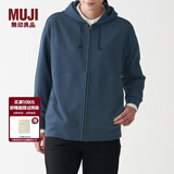 MUJI MUJI 男女通用 紧密编织毛圈 拉链连帽衫 休闲外套 无性别 卫衣 烟熏蓝色 XXS -XS(150/72A)