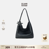 ECODAY编织托特包通勤包女包大容量单肩手提包送女友生日礼物 My dear friend-B007H 黑色 大号
