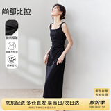 尚都比拉法式高级感连衣裙女秋季赫本风长款气质A字裙抽褶收腰显瘦背带裙