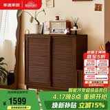 家逸实木推拉门鞋柜家用门口储物柜鞋橱透气多层大容量玄关柜收纳柜